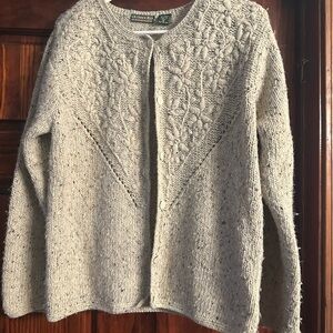 Gray Textured Women's Wool Blend Vintage Cardigan